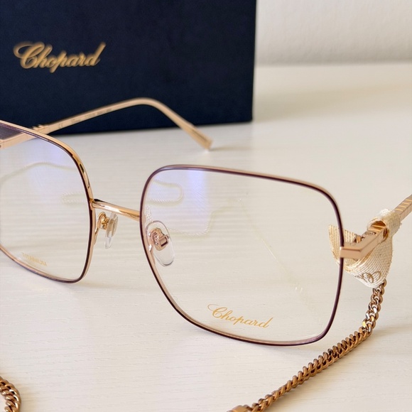 New! Chopard Rose Gold Eyeglasses, Titanium with Chain, VCHF49 0357, Authentic main image 4